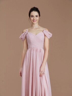 Babaroni chiffon bridesmaid dress in a blushing pink shade